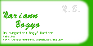 mariann bogyo business card